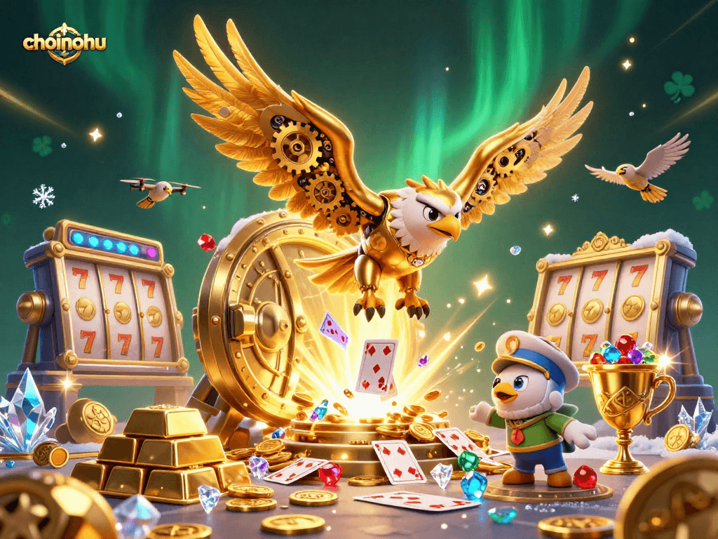 Experience the thrill of choinohu through a vibrant casino scene featuring dazzling holographic cards.