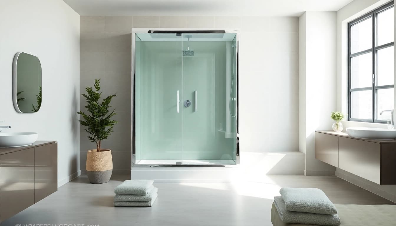 Moderne duschkabine 80x80 in einem eleganten, gut beleuchteten Badezimmer