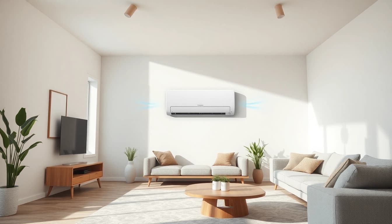Klimaanlage in a contemporary living room showcasing design and air efficiency.