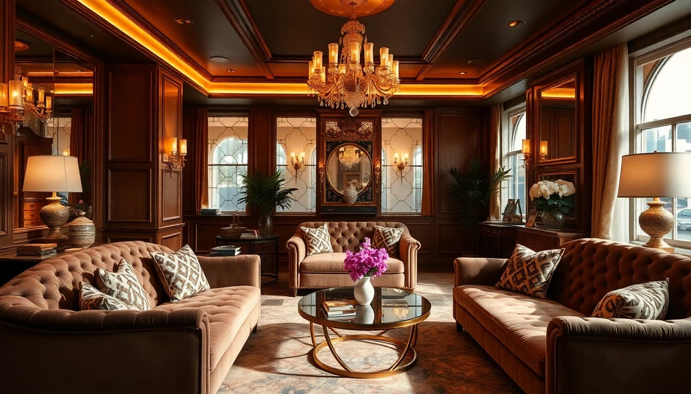 Luxury living room featuring elegant decor and plush furnishings for ultimate comfort.