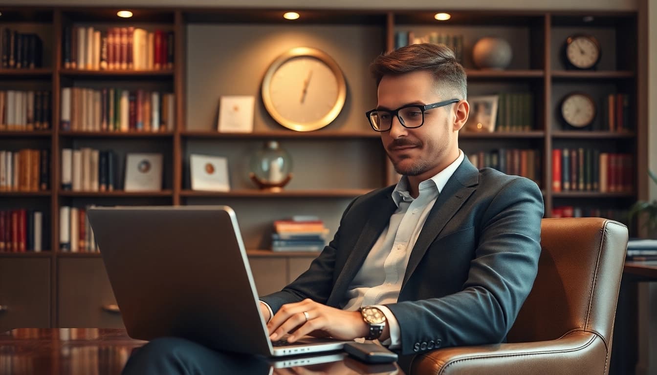 Headhunter Saarbrücken: Professioneller Headhunter in einem modernen Büro bei der Arbeit.