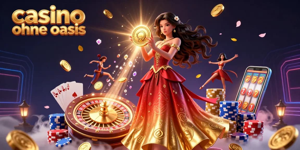 Experience excitement at a casino ohne oasis with golden coins and vibrant slot machines for thrilling gameplay.