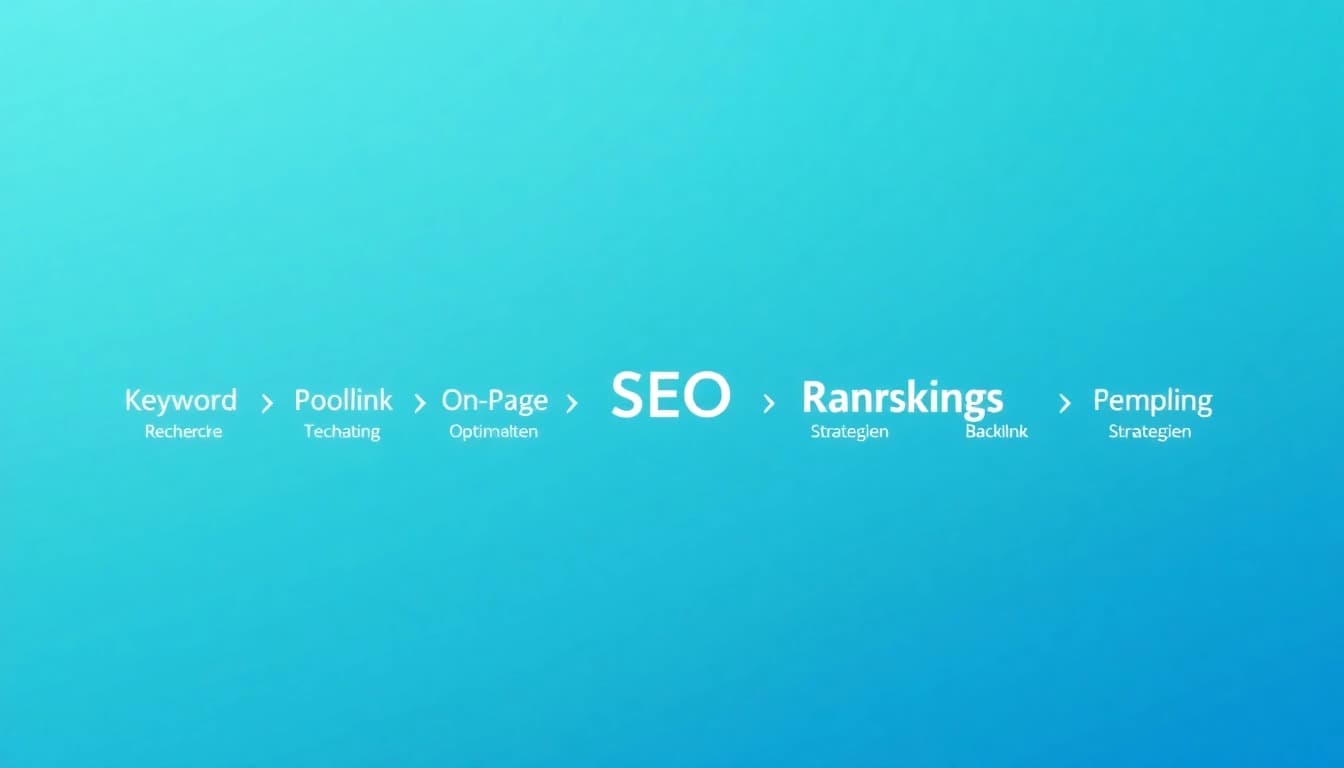 Diagramm zur Verbesserung des SEO-Rankings mit zentralen Strategien und Prozessen.