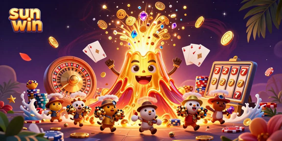 Win big at sun win with a golden volcano erupting treasure, spinning roulette, and dazzling slots!