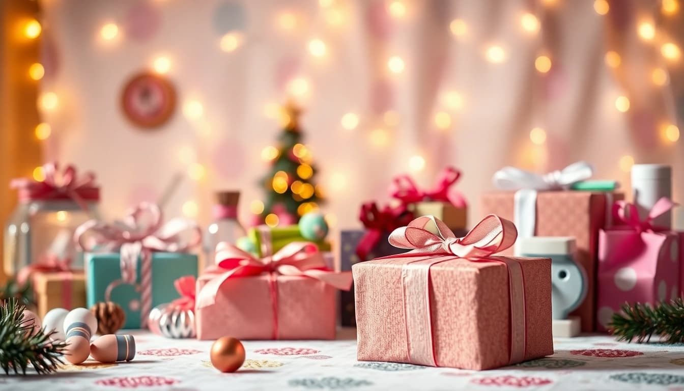 Kreative Geschenkideen, eine ansprechend verpackte Geschenkbox mit einzigartigen und handgemachten Geschenken