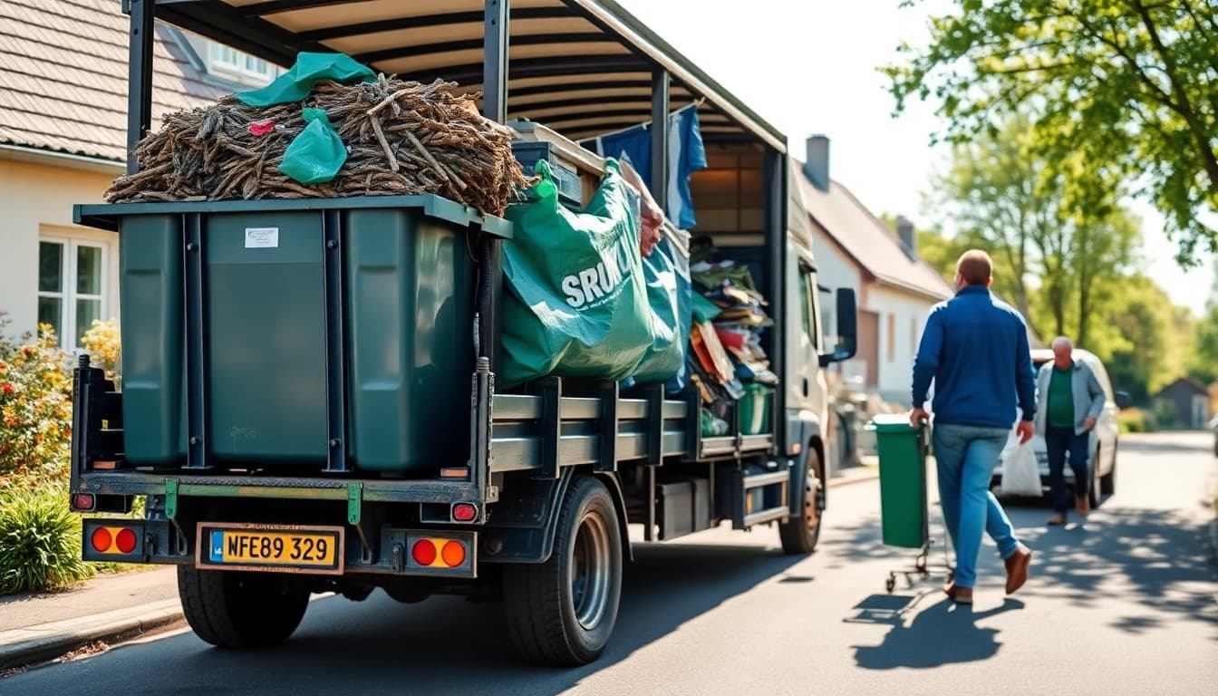 Schrottabholung durch unseren mobilen Schrotthändler in Nordrhein-Westfalen, der Schrott umweltfreundlich auflädt.