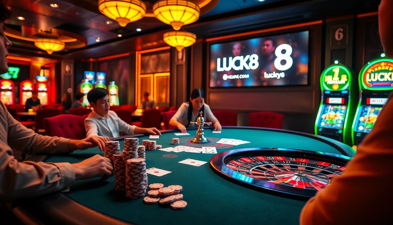 Trải nghiệm sự hồi hộp của cược cao với LUCK8 và LUCKY8 tại bàn poker sinh động.