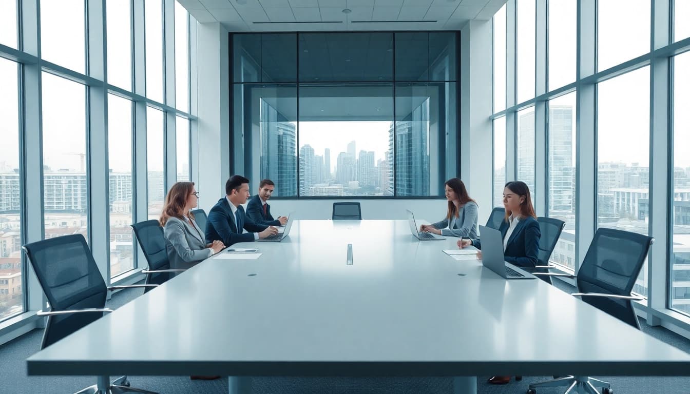 Engagierte Fachleute in einer Headhunter Agentur arbeiten zusammen an Strategien.