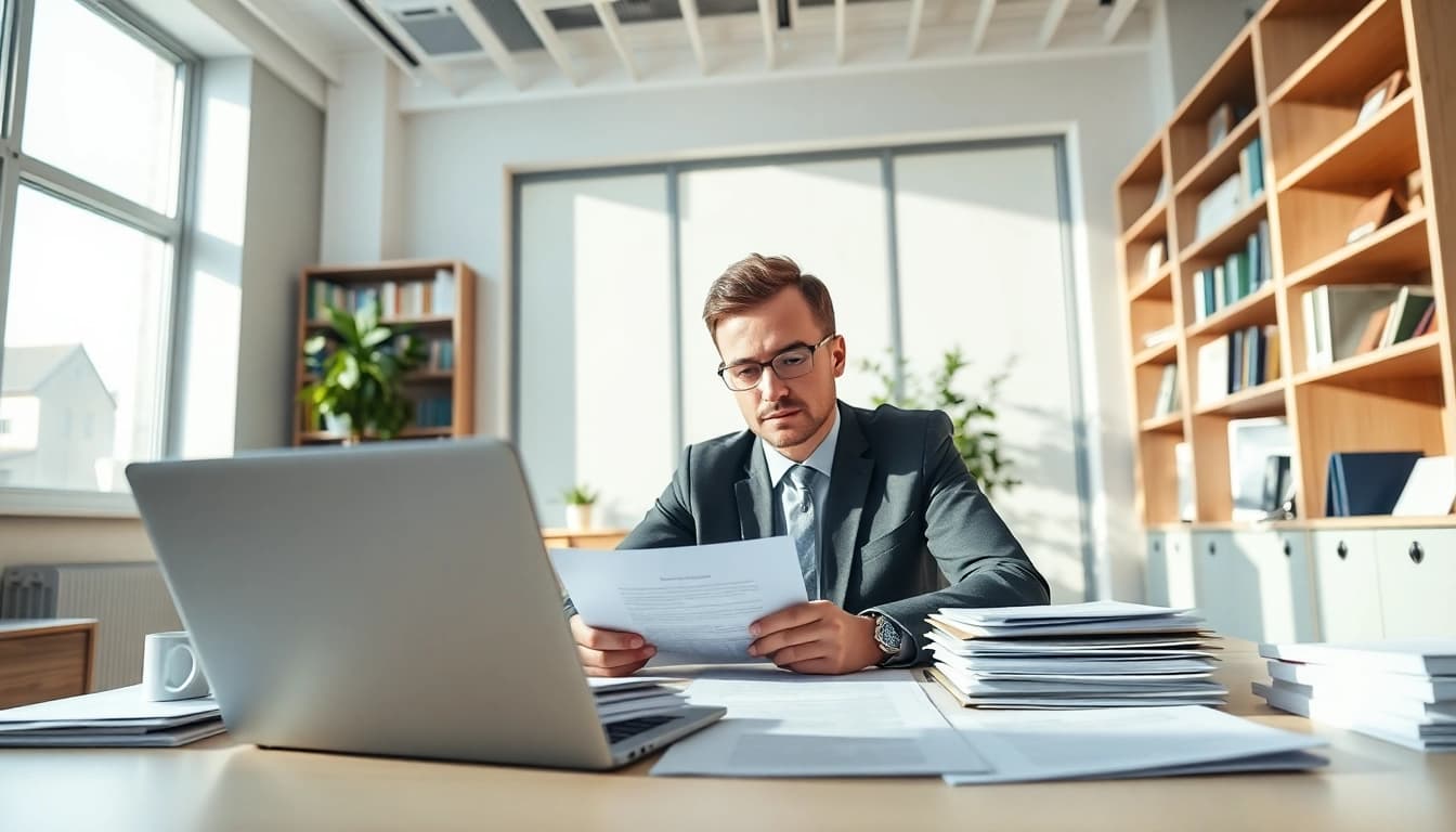 Zertifizierter Übersetzer arbeitet an juristischen Dokumenten und betont die Professionalität von vereidigten Übersetzern.
