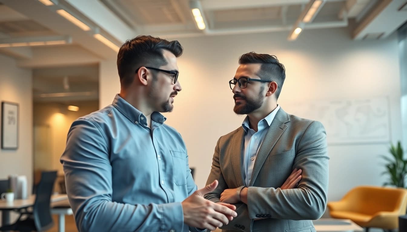 Professioneller Headhunter im Gespräch mit Fachkraft Vertrieb, Vertrauen aufbauen und Karrierechancen erörtern.
