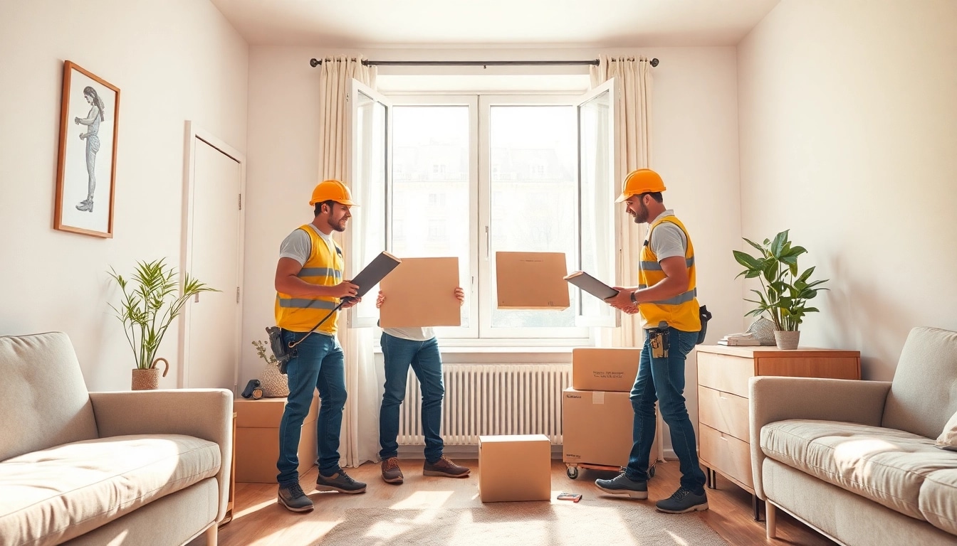 Räumung Wien: Professionelles Team bei der Entrümpelung einer Wohnung in Wien mit Möbeln und Kartons.