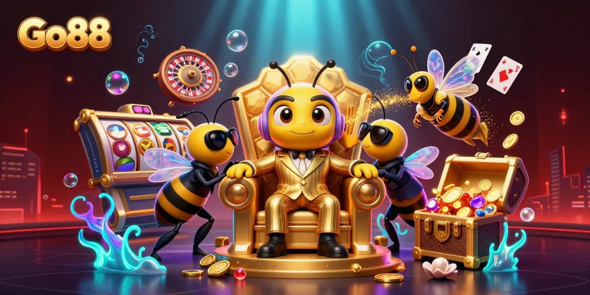 Experience the excitement at Go88 with dynamic 3D casino characters and vibrant game elements.