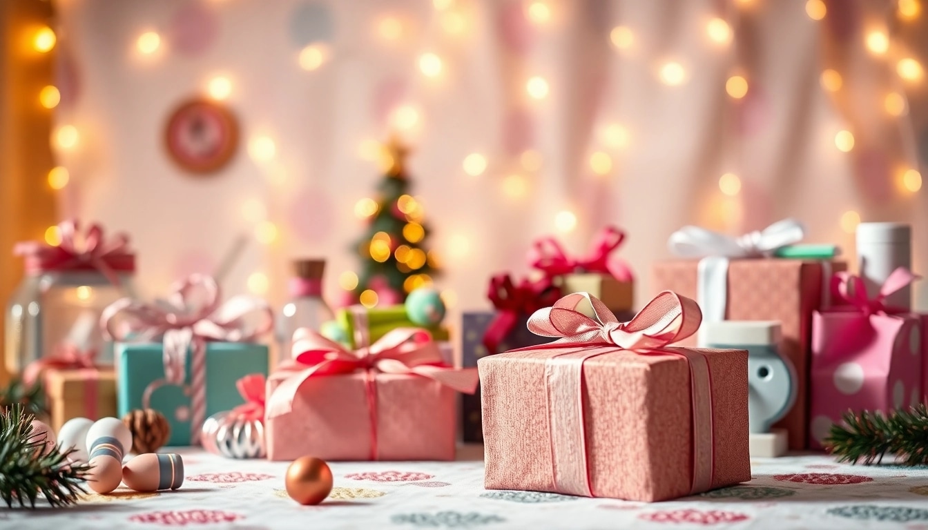 Kreative Geschenkideen, eine ansprechend verpackte Geschenkbox mit einzigartigen und handgemachten Geschenken