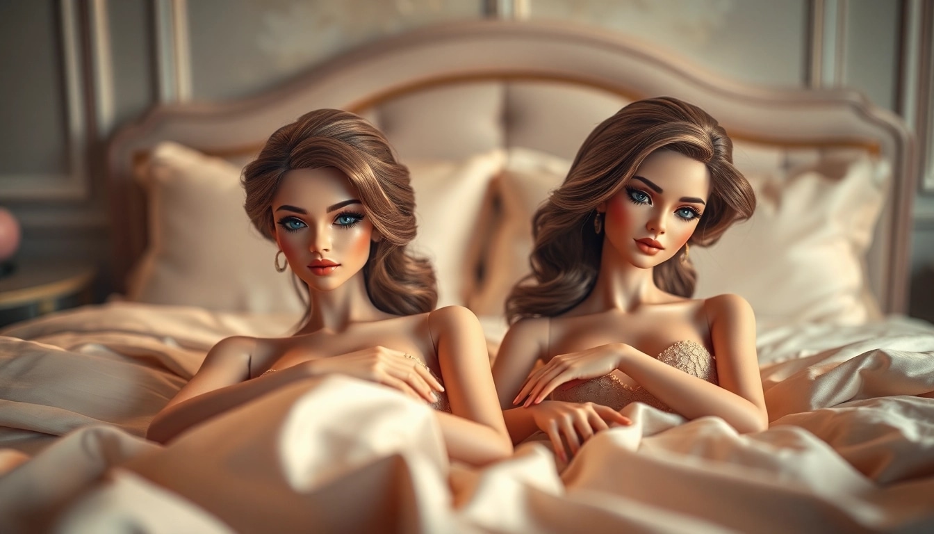 Verführerische Love Dolls in einem elegant dekorierten Schlafzimmer präsentieren einzigartige Details.