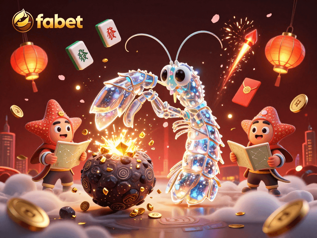 Experience the excitement of fabet with a galactic samurai mantis shrimp winning gems and coins in a vibrant casino universe.