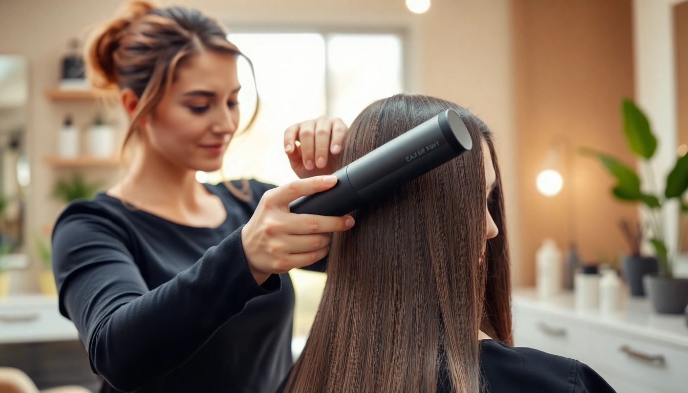 Verwenden Sie den laifen haartrockner für perfekt gestylte Haare im modernen Salon.