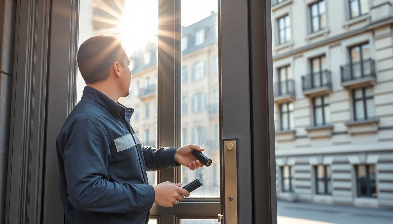 Techniker bei der Türöffnung mit Schlüsseldienst Berlin günstig für zuverlässige Dienstleistungen.