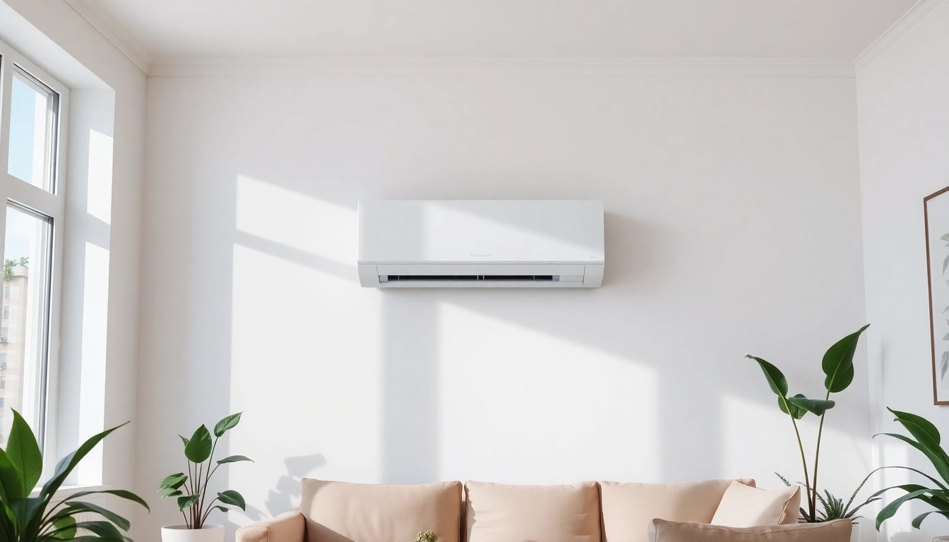 Enhance your comfort with a stylish split Klimaanlage installed in a modern living room environment.