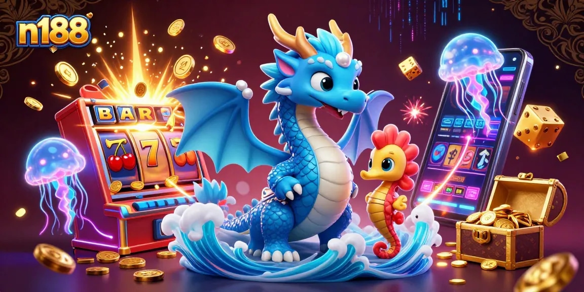 Experience the thrills of n188 with dynamic casino gaming elements and vibrant characters.