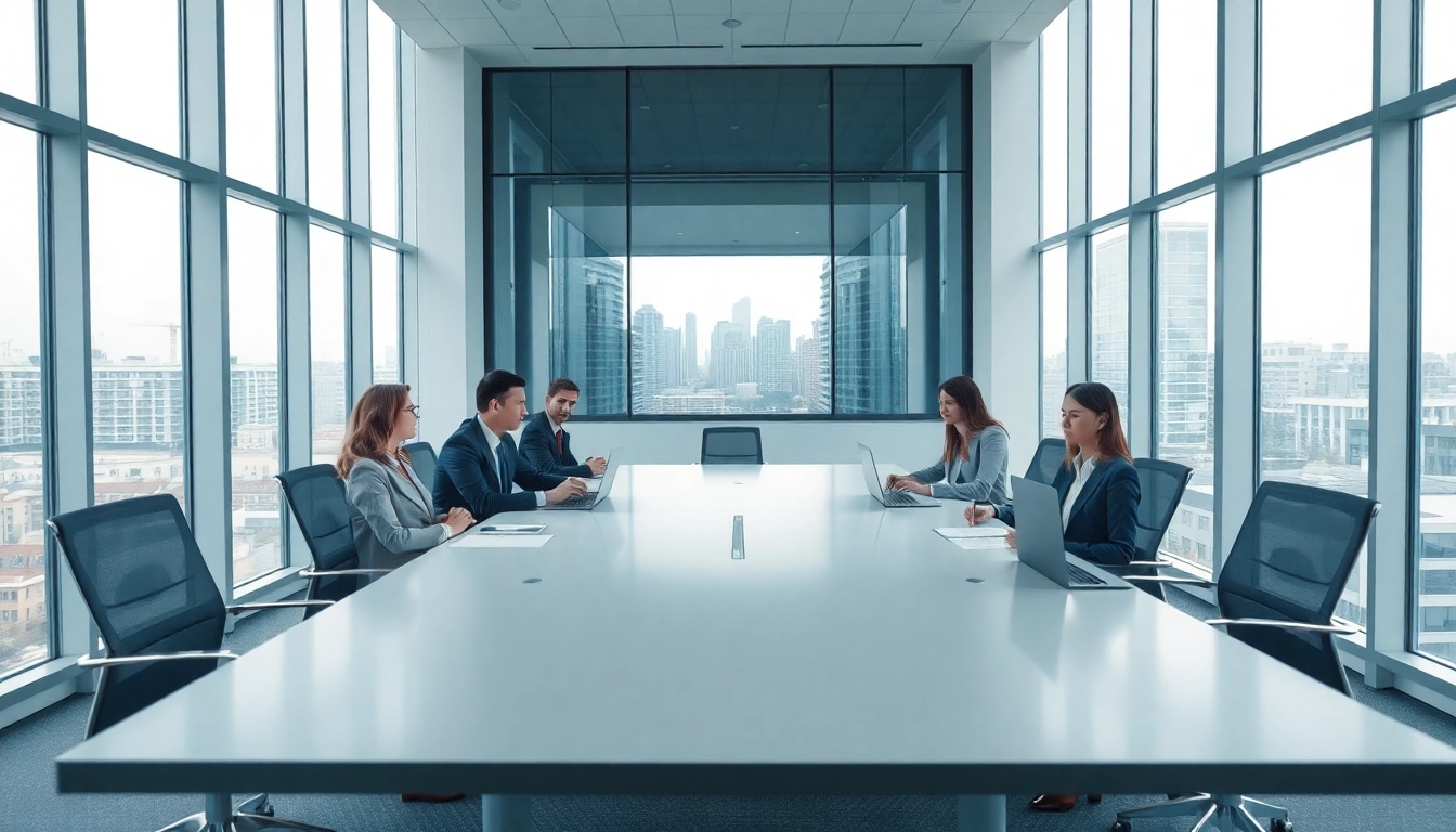 Engagierte Fachleute in einer Headhunter Agentur arbeiten zusammen an Strategien.