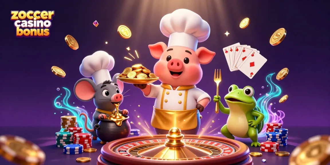 Experience the thrill of the zoccer casino bonus with vibrant 3D characters showcasing lavish gold coin rewards.