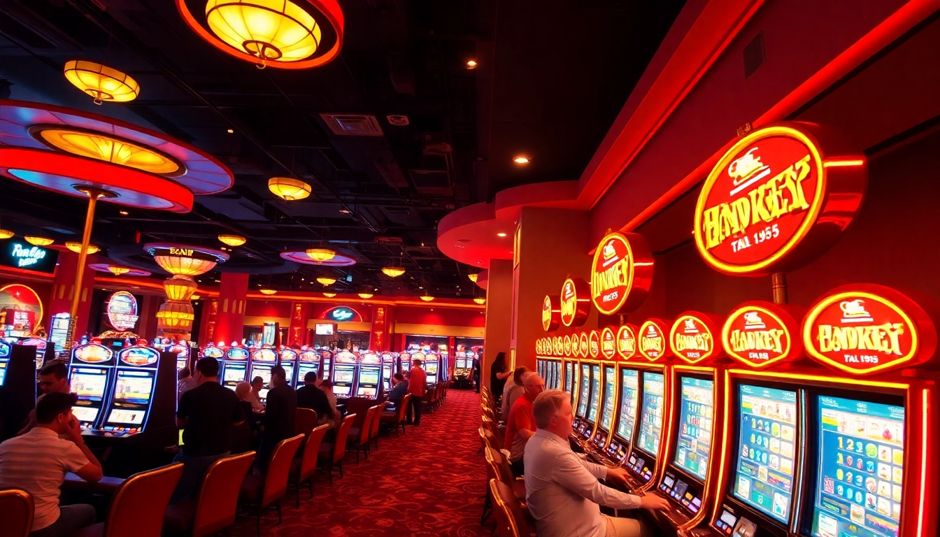 Players enjoying exciting games in casinos ohne lizenz, showcasing a lively casino atmosphere with dazzling slots.
