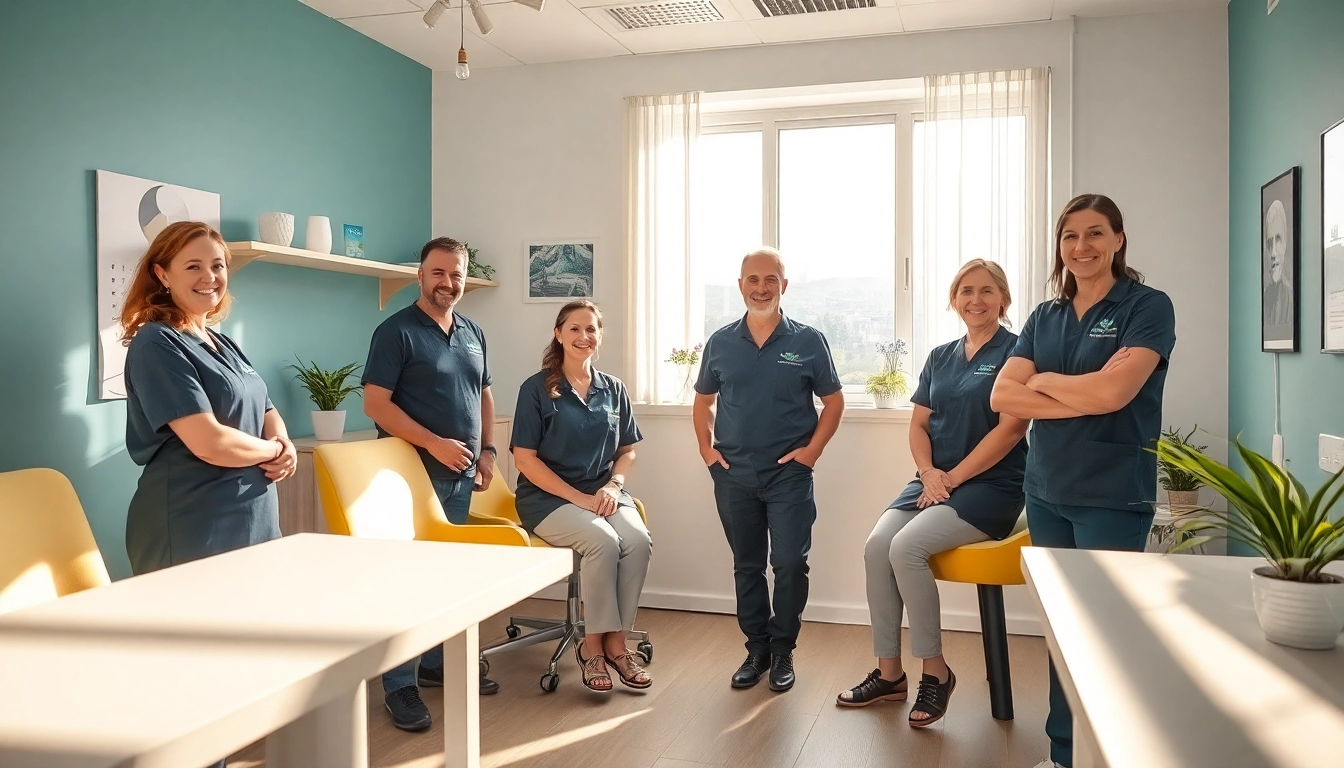 Interaktive Pflegemarketing-Strategien in einer freundlichen Büroumgebung mit einem engagierten Pflegeteam.