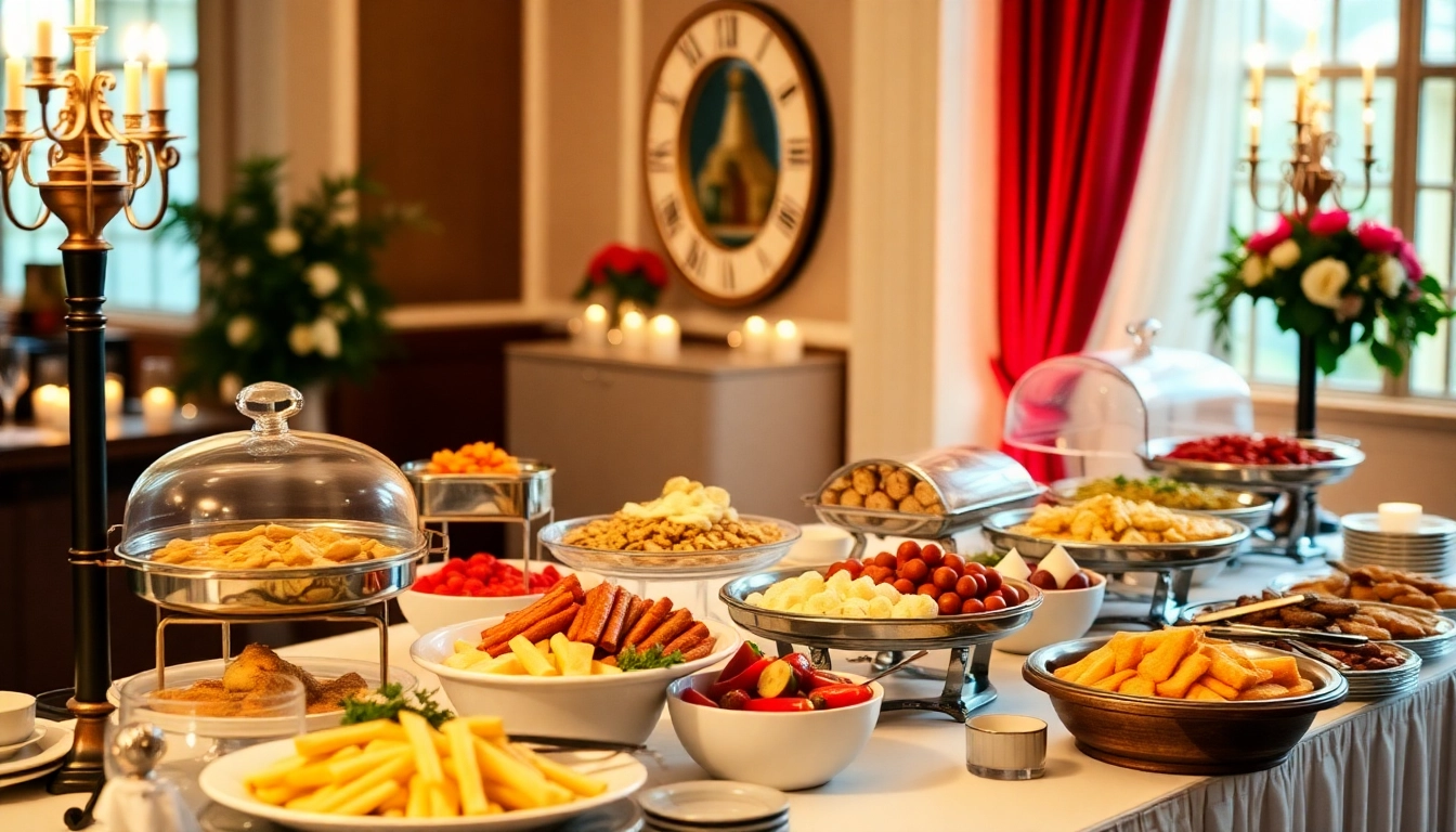 Delicious buffet offerings by top Partyservice, beautifully arranged for a festive atmosphere.