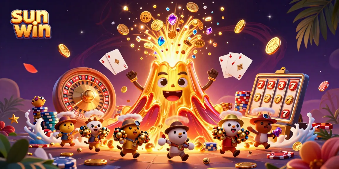 Win big at sun win with a golden volcano erupting treasure, spinning roulette, and dazzling slots!