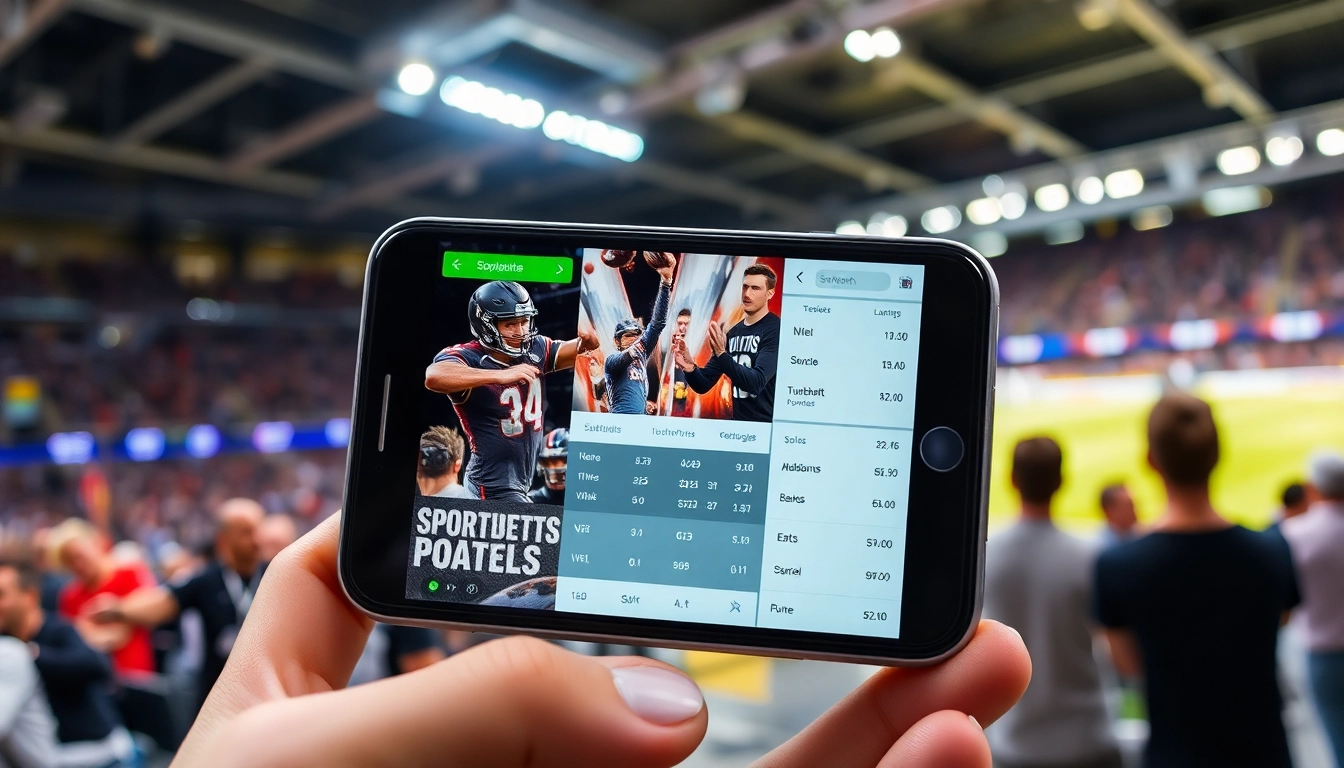 Vergleiche die besten Sportwetten Apps im Vergleich auf einem Smartphone, das eine innovative Benutzeroberfläche zeigt.
