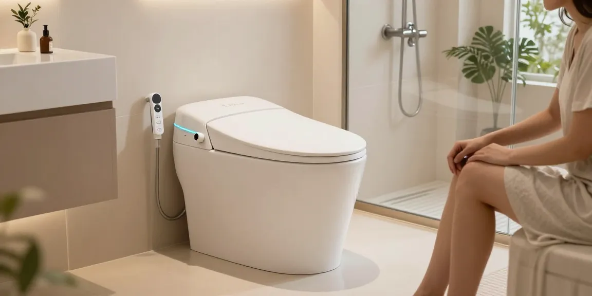Ervaar het comfort en de hygiëne van een bidet toilet in een moderne badkameromgeving, met stijlvolle decoratie.