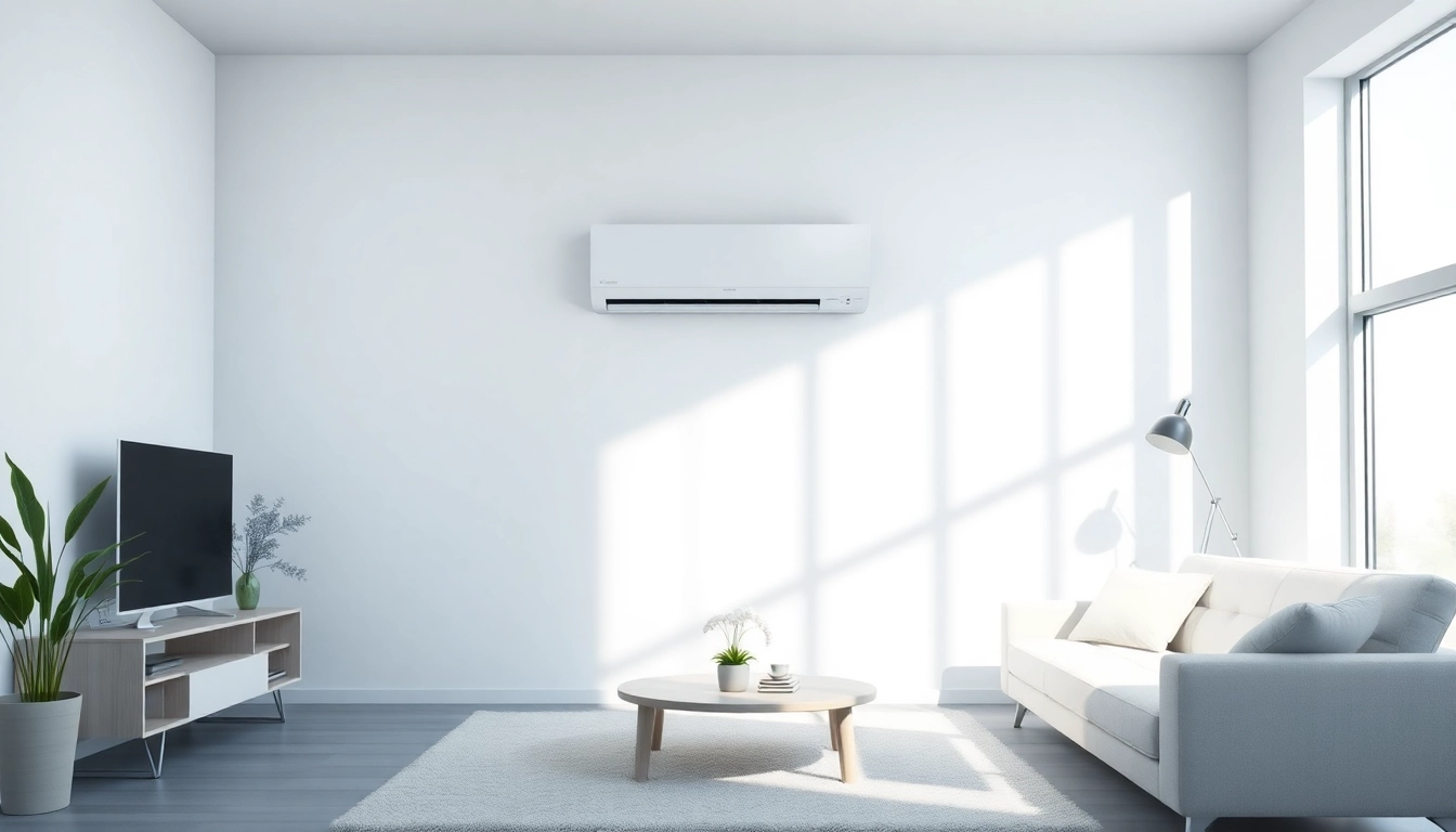 Klimaanlagen installation in a modern living room, displaying a stylish Split Klimaanlage unit.