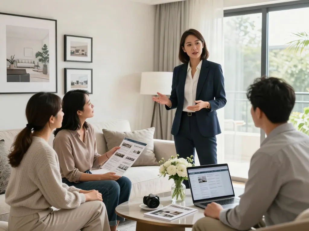 Bester Immobilienmakler Frankfurt berät Kunden in modernem Wohnraum mit einladender Atmosphäre