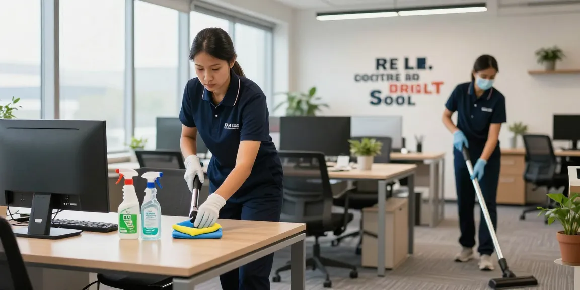 Efficient gebaeudereinigung solothurn in a modern office setting with professional cleaners at work.