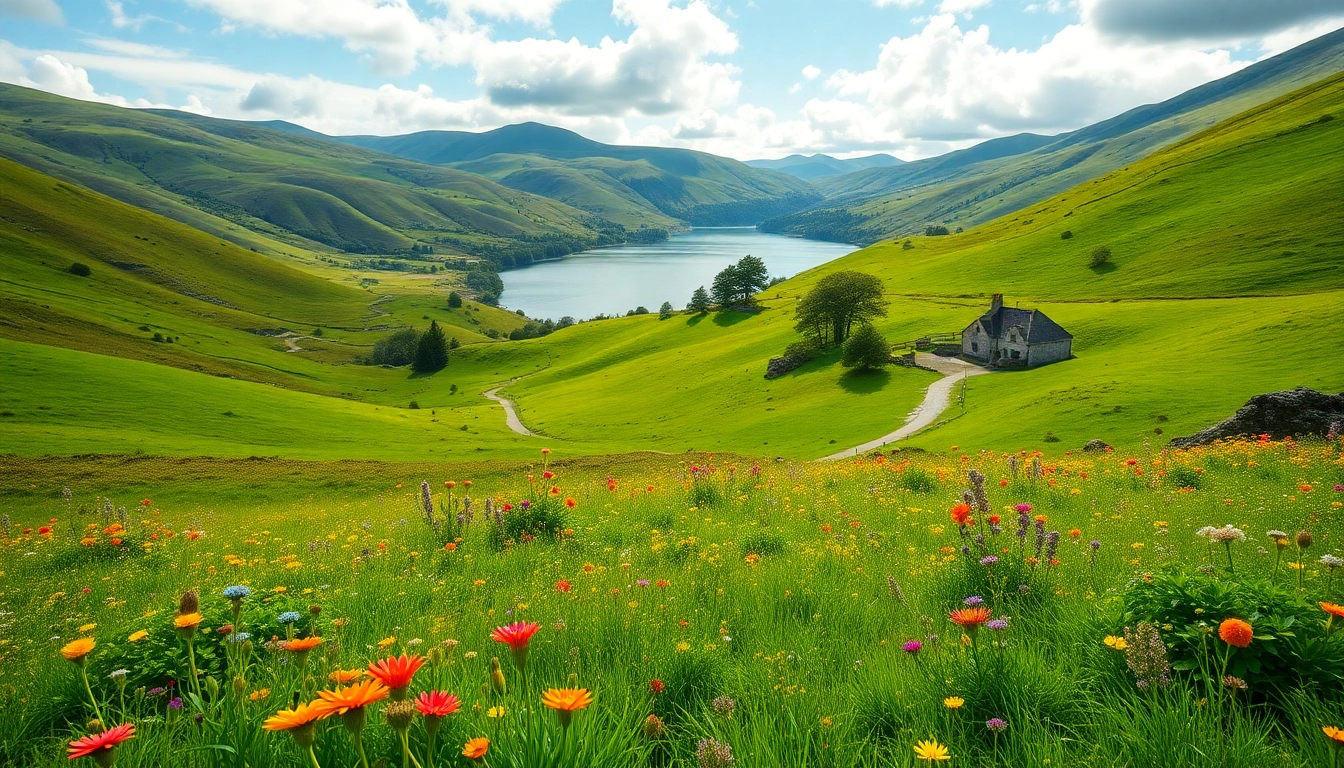 Wanderende Urlaub in Irland mit malerischer Landschaft und bunten Wildblumen
