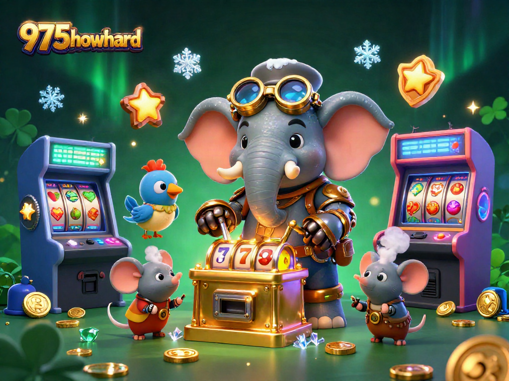 Engage with thrilling slot adventures at 975howard, featuring unique steampunk characters and vibrant casino elements.