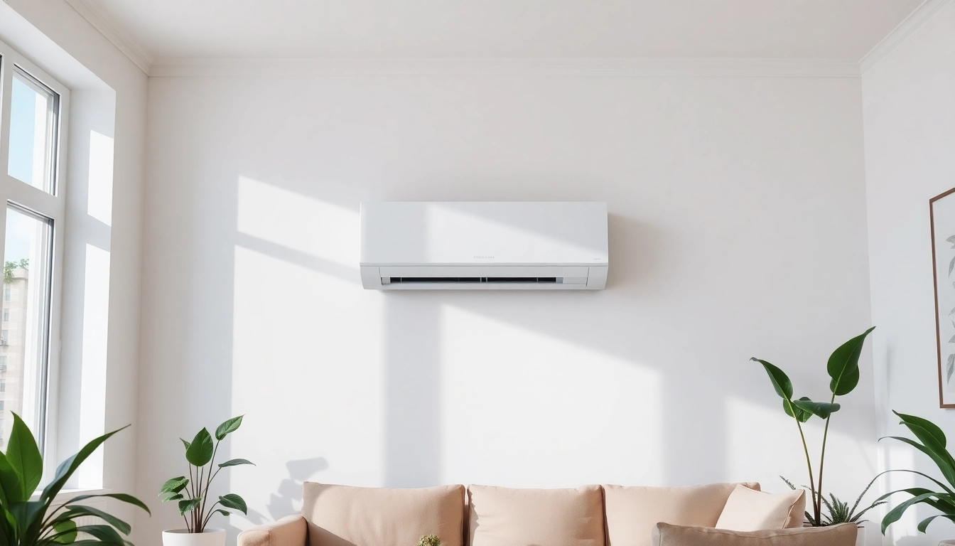 Enhance your comfort with a stylish split Klimaanlage installed in a modern living room environment.