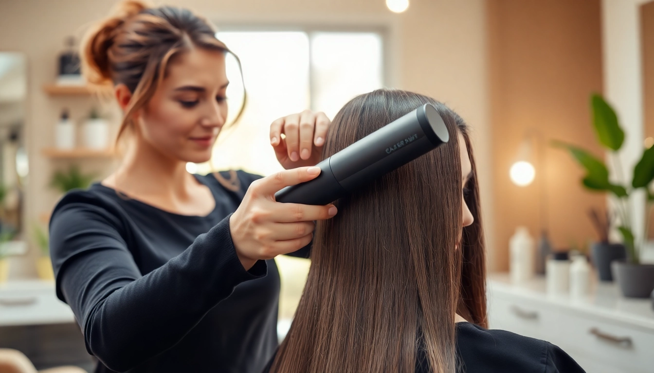 Verwenden Sie den laifen haartrockner für perfekt gestylte Haare im modernen Salon.