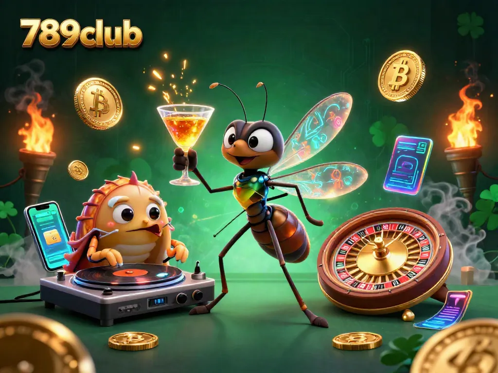 Engage with thrilling action at 789club's crypto casino, featuring mascot, roulette, and vibrant elements.