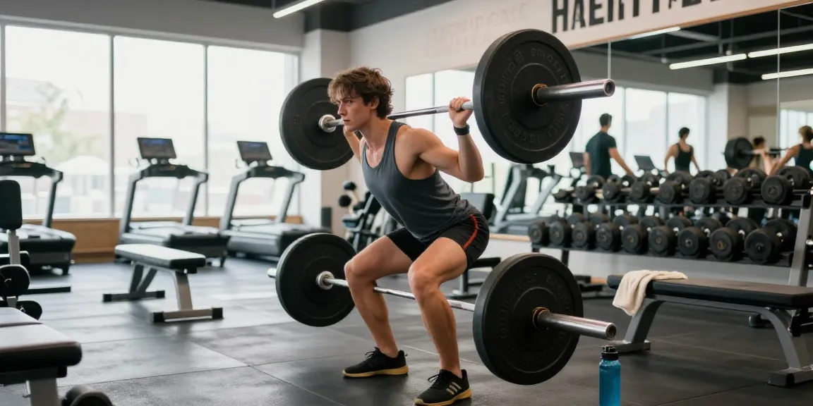Starker Athlet hebt Gewichte in modernem Fitnessstudio im Anabolika Shop Deutschland und zeigt Aktion und Kraft während des Trainings.