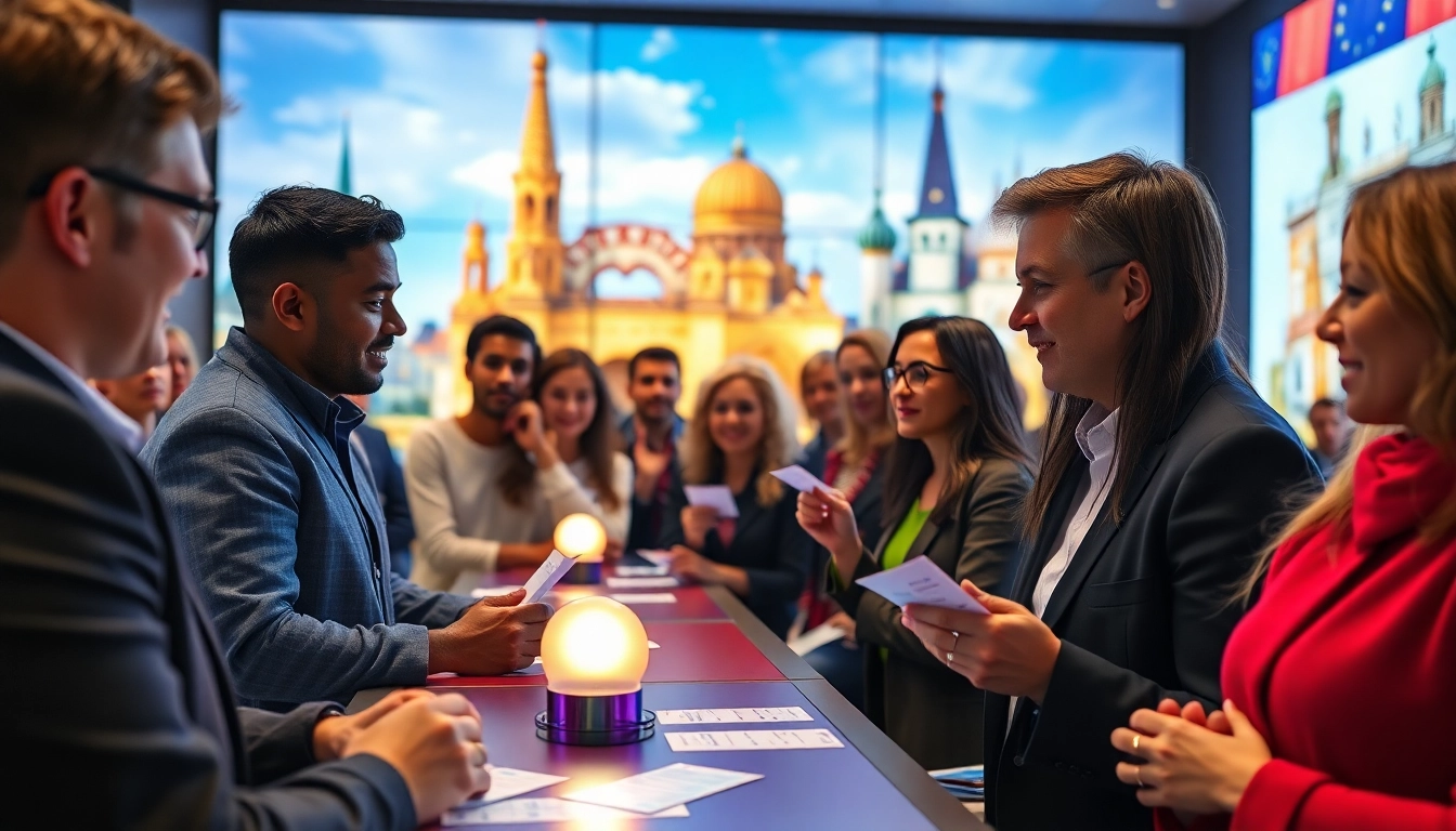 Wissen über die EU testen bei interaktivem Quiz mit diversen Teilnehmern.