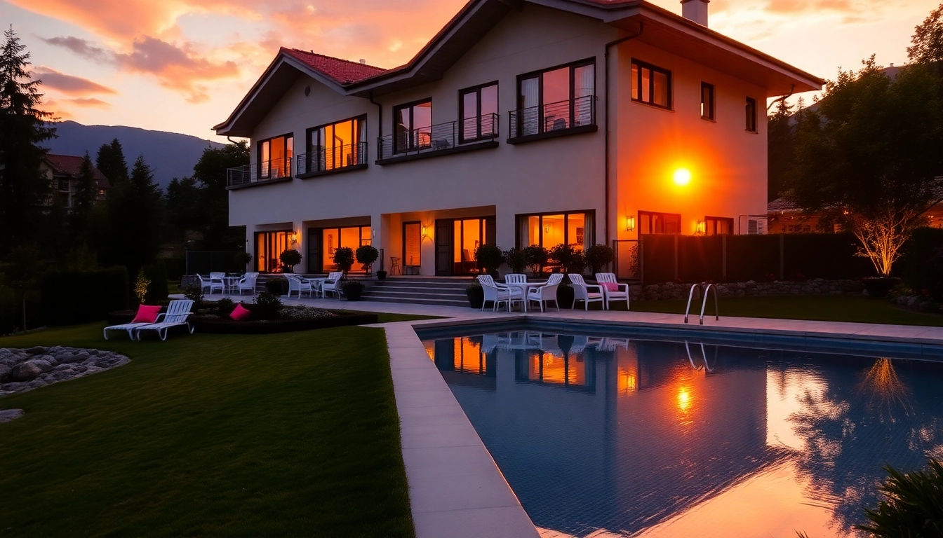 Showcase luxurious Nordzypern immobilien preise with a stunning sunset view over elegant properties.