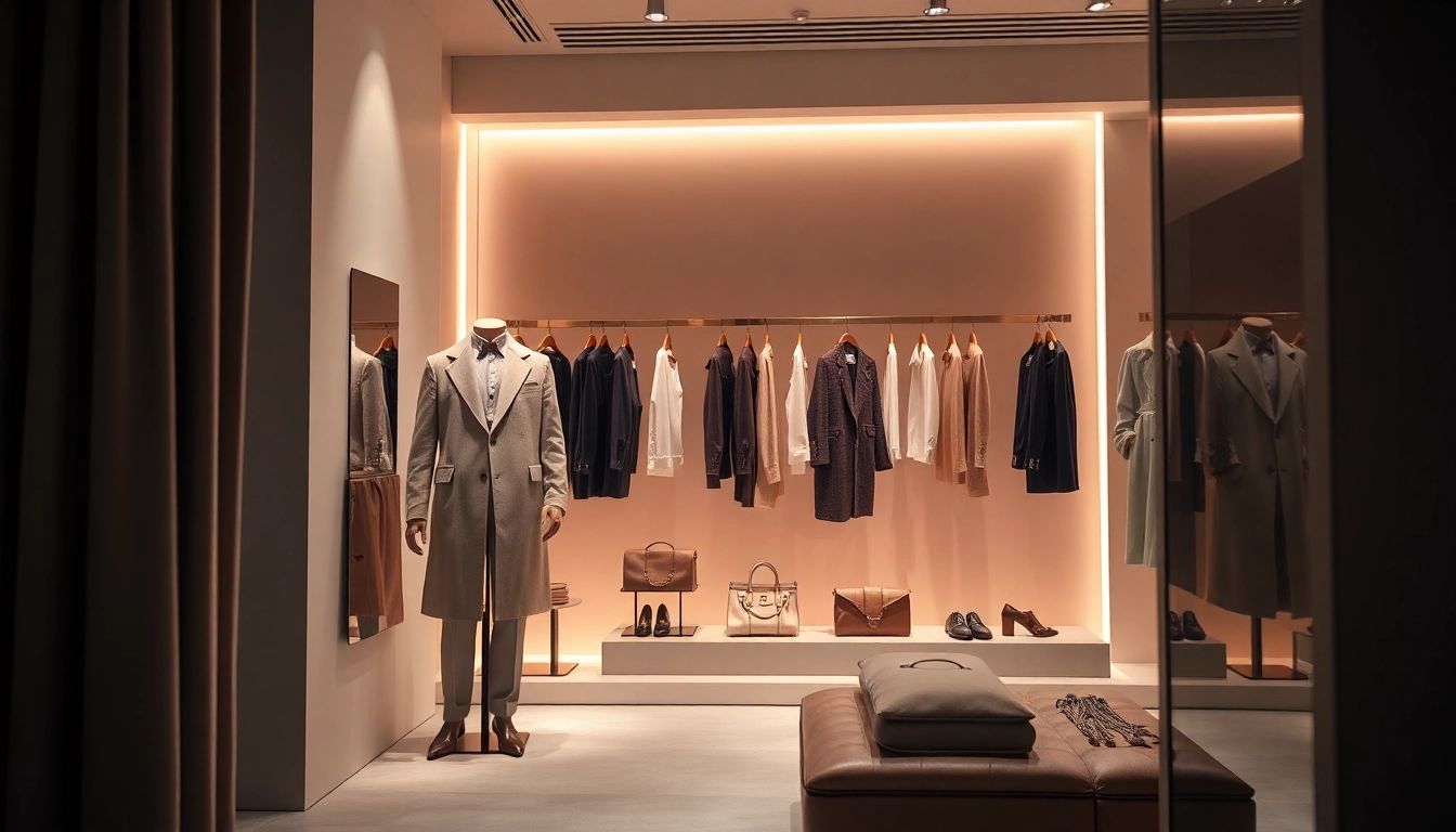 Admire the elegant collection displayed at Alvionz luxury fashion boutique.