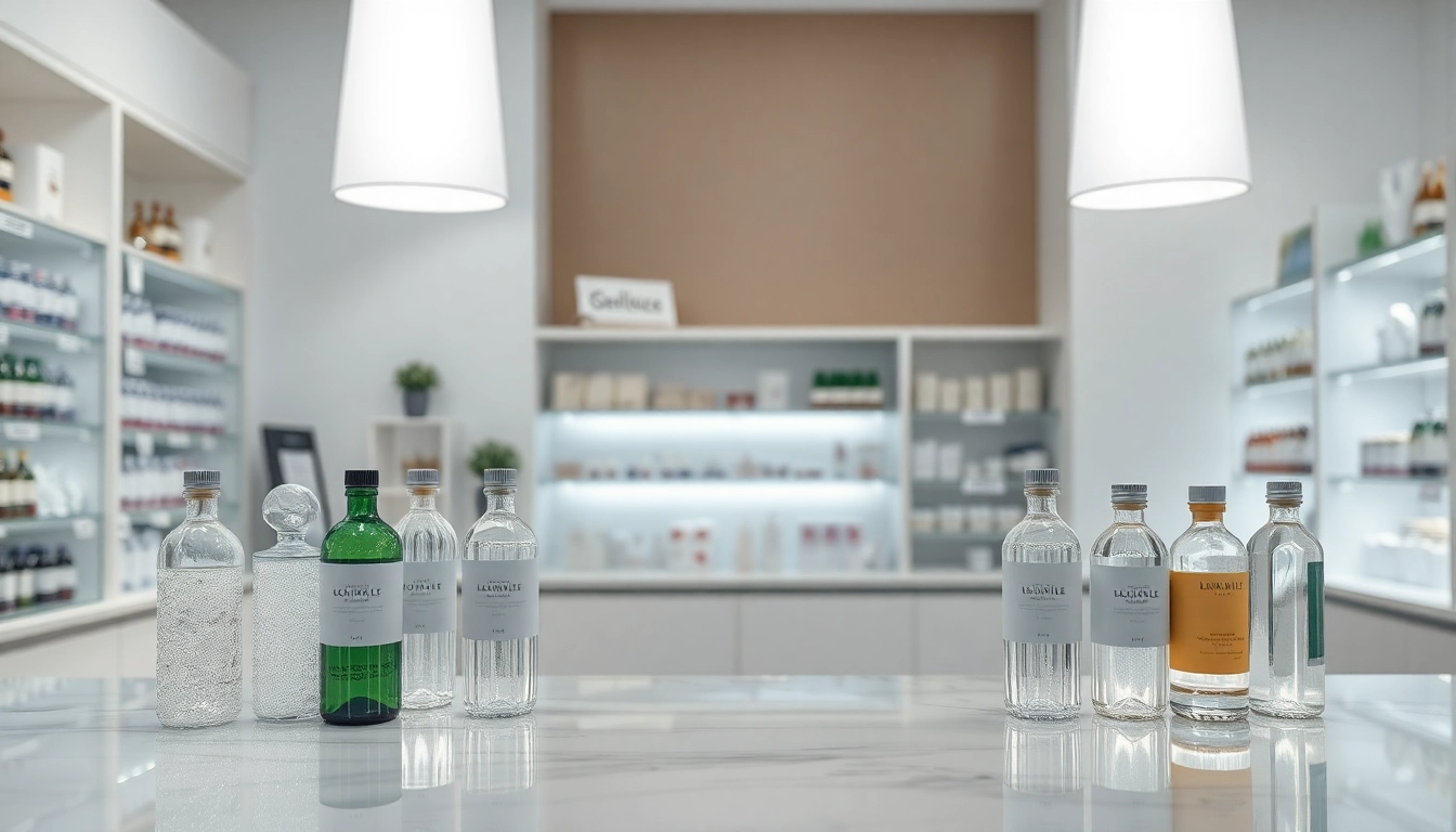 Kolloidales Silber kaufen: Hochwertige Flaschen präsentieren sich klar auf einem Apothekentisch.