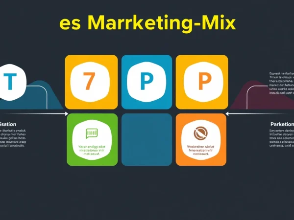 Visualisieren Sie die 7P Marketing Mix-Strategie mit klaren Grafiken und ansprechenden Designs, um den Marketingansatz zu verdeutlichen.