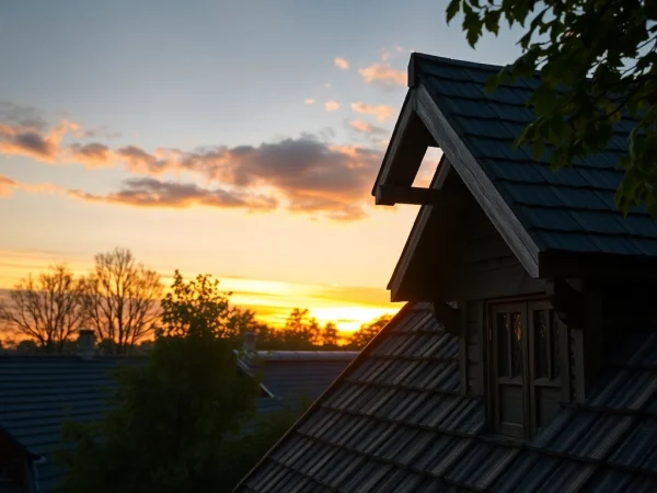 Dachdecker in Münster reparieren ein Steildach mit präzisen Werkzeugen in handwerklicher Atmosphäre.