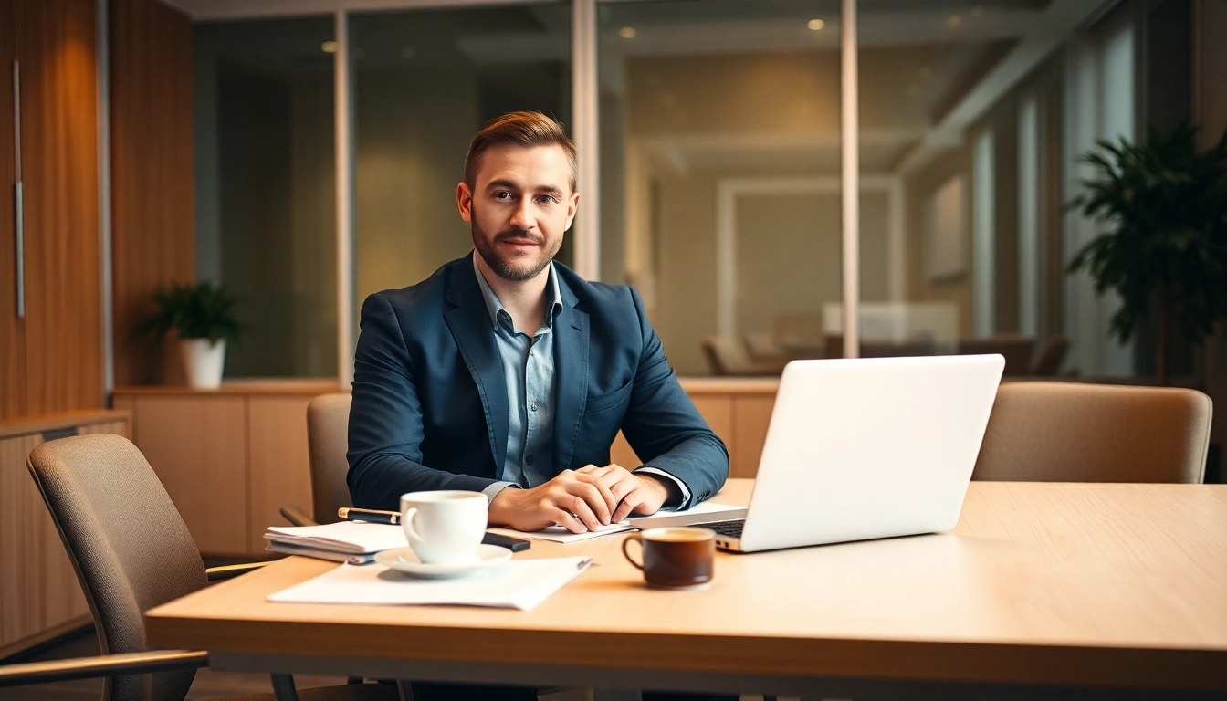Headhunter Braunschweig bewertet Bewerbungen in einem modernen Büro mit Laptop und Lebensläufen.