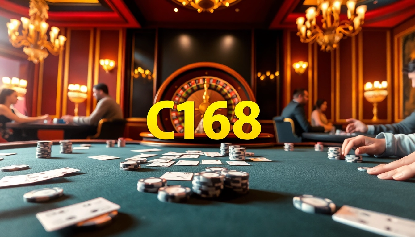 Experience the luxury and excitement of C168 with vibrant casino gaming scenes.