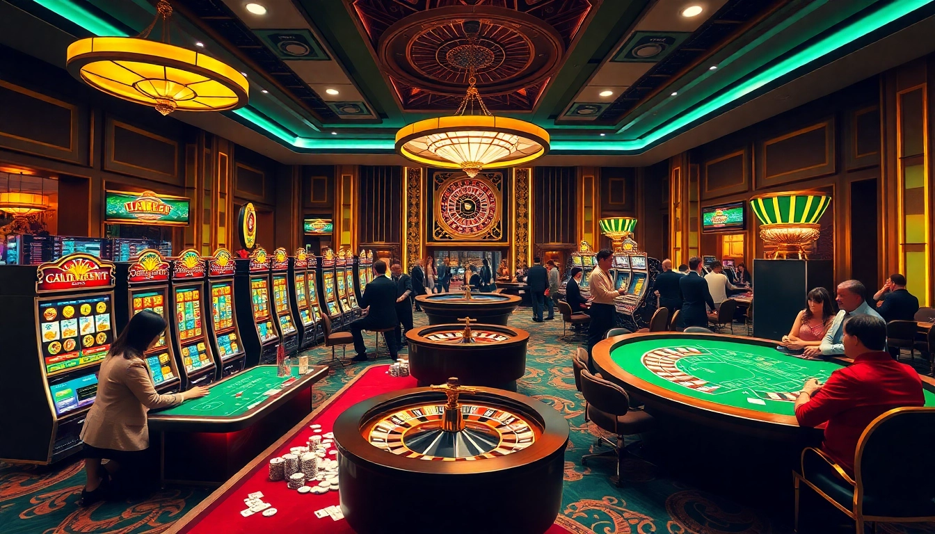 Experience the excitement of gambling at LUCK8.COM in a vibrant casino atmosphere.