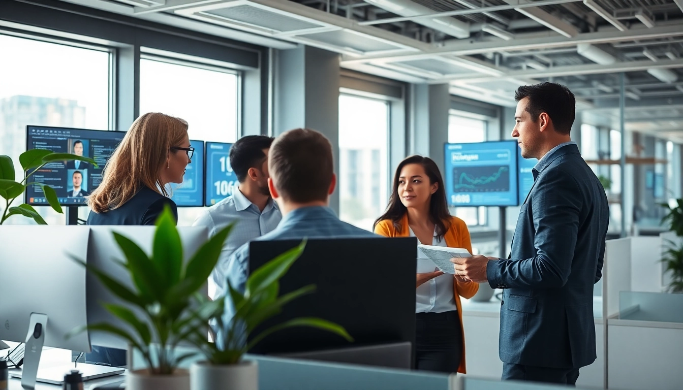 Headhunter IT Team collaborating effectively in a modern office environment.